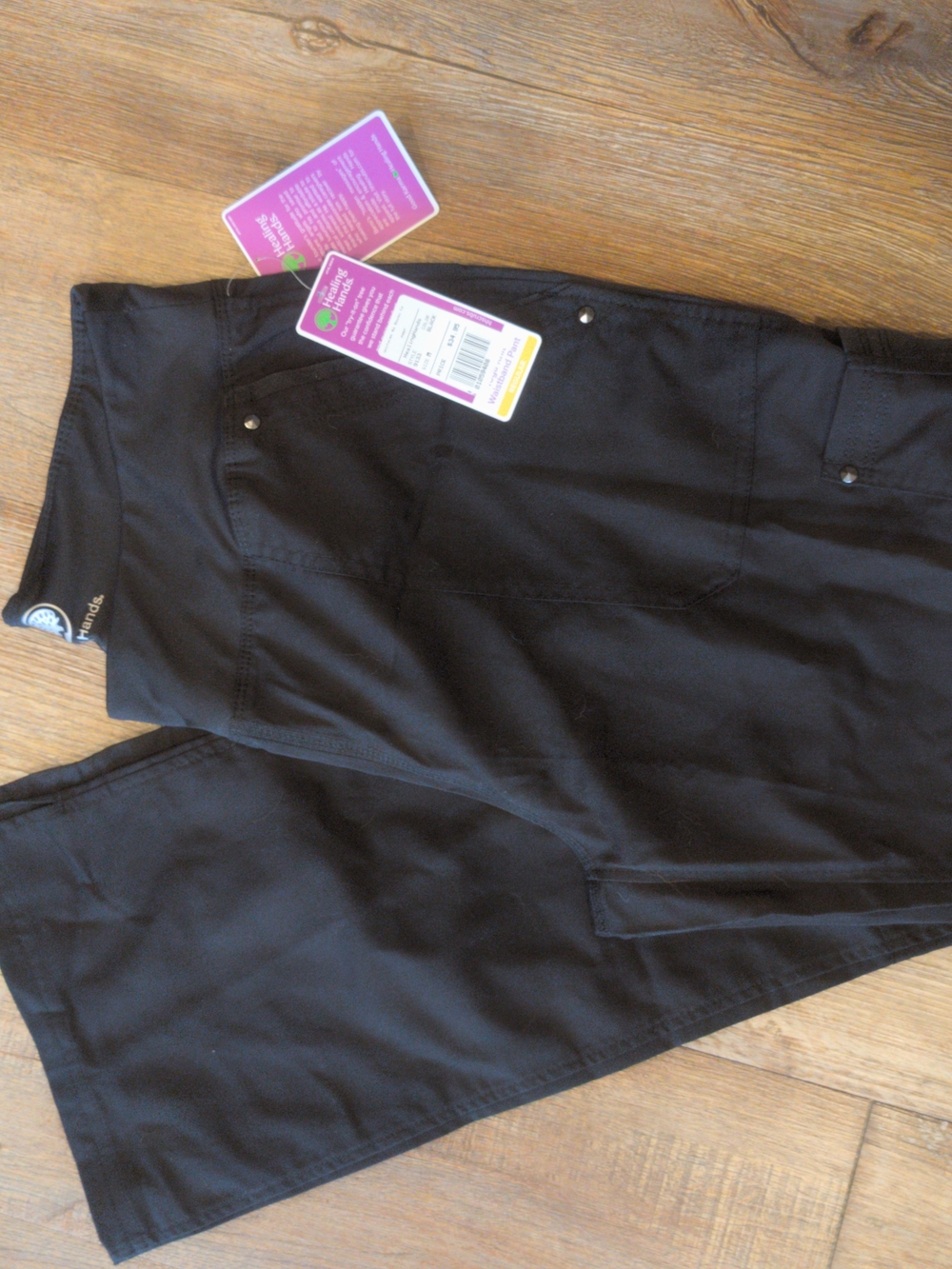 Healing Hands Tori Yoga Scrub Pants Black Medium NWT
